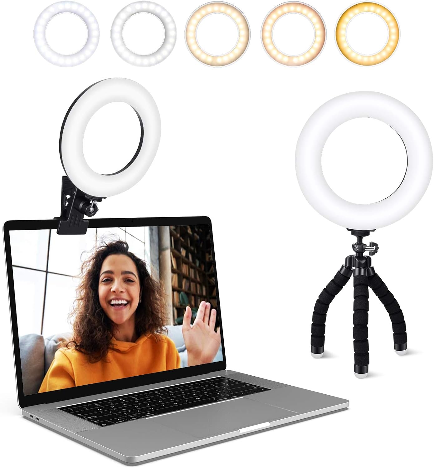 Video Conference Lighting Kit, Ring Light Clip on Laptop Monitor