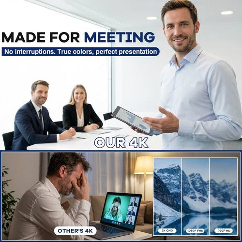 4K Webcam with Microphone for PC & Streaming Computer Camera