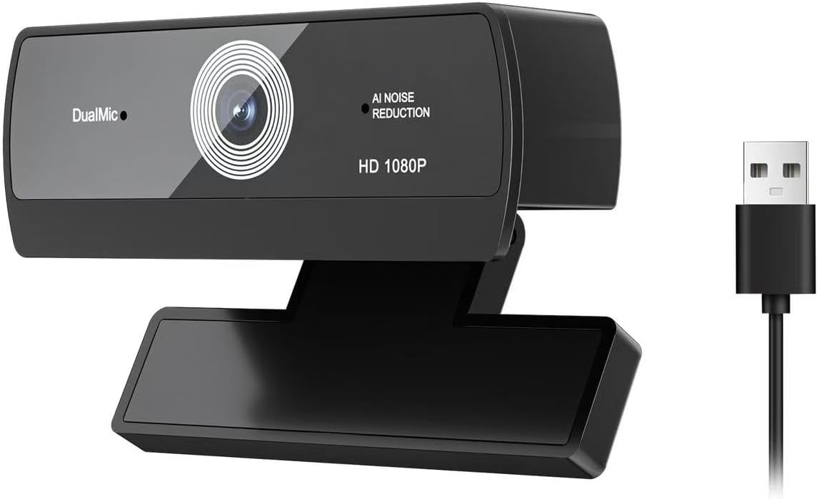 1080P HD Webcam Built-in Microphone Auto Light Correction USB Computer Camera Plug and Play for Zoom Teams Streaming Video Calling