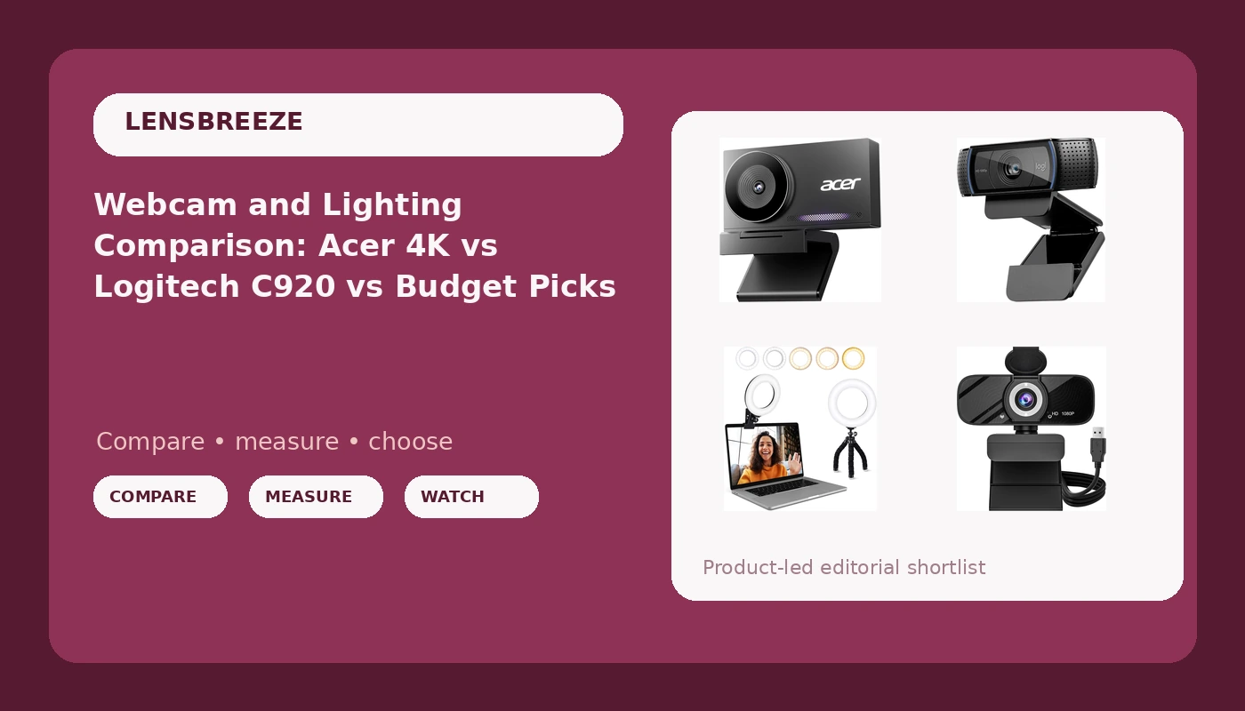 Webcam and Lighting Comparison: Acer 4K vs Logitech C920 vs Budget Picks